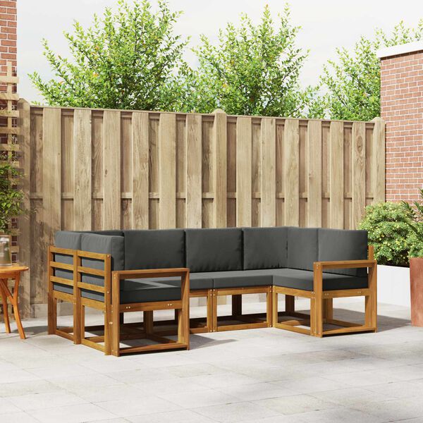 vidaXL Outdoor-Sofagarnitur mit Kissen 6 pcs Natur und Anthrazit