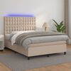 vidaXL Boxspringbett mit Matratze & LED Cappuccino-Braun 140x200cm