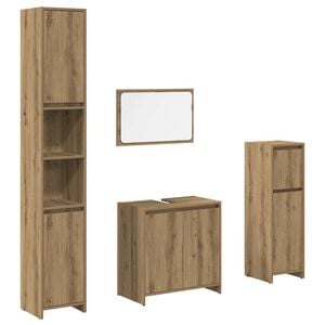 vidaXL 4-tlg. Badm&ouml;bel-Set Artisan-Eiche Holzwerkstoff