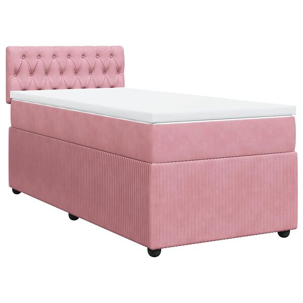 vidaXL Boxspringbett mit Matratze Rosa 80x200 cm Samt