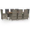 vidaXL 9-tlg. Garten-Essgruppe mit Kissen Grau Poly Rattan