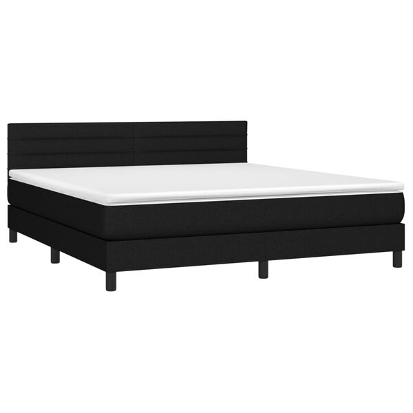 vidaXL Boxspringbett mit Matratze & LED Schwarz 180x200 cm Stoff