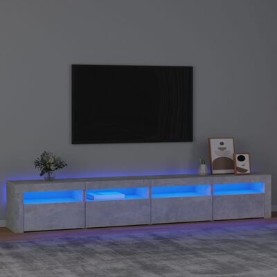 vidaXL TV-Schrank mit LED-Leuchten Betongrau