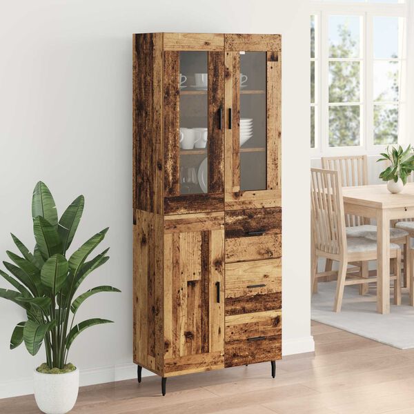 vidaXL Highboard mit Schubladen 2 pcs Altholz Holzwerkstoff
