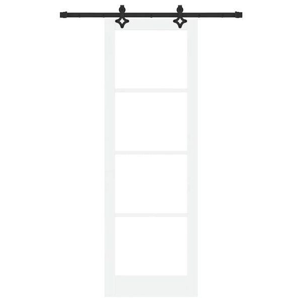 vidaXL Schiebet&uuml;r Wei&szlig; 78 x 232 cm Massivholz Kiefer und Glas