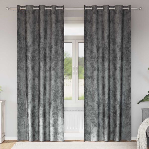 vidaXL Samtvorh&auml;nge mit Vorh&auml;ngen 2 pcs Grau 245 x 140 cm Samt