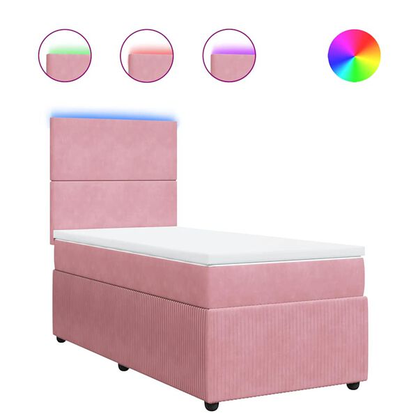vidaXL Boxspringbett mit Matratze Rosa 100x200 cm Samt