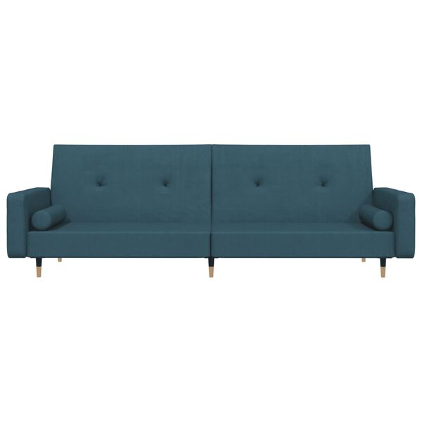 vidaXL Schlafsofa 2-Sitzer mit 2 Kissen Blau Samt
