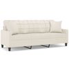 vidaXL 3-Sitzer-Sofa mit Kissen Creme 180 cm Kunstleder