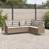 vidaXL Gartensofa in L-Form mit Kissen Beige Poly Rattan