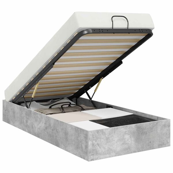 vidaXL Ottoman Bettgestell Beton Grau 193 x 120 x 25 cm Holzwerkstoff