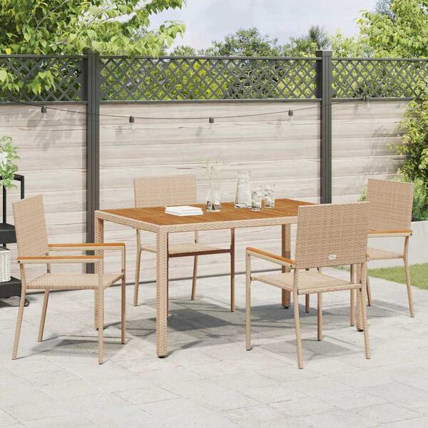vidaXL Garten Stapelstühle 4 pcs Creme und Braun