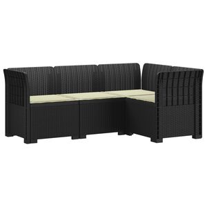 vidaXL 4-Sitzer Gartensofa mit Kissen Rattan-Look PP Anthrazit