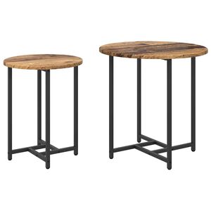 vidaXL Beistelltisch-Set 2 stk. Altholz und Schwarz 50 x 50 x 50 cm