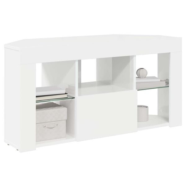 vidaXL Eck-LED-TV-Schrank Wandmontiert Hochglanz Wei&szlig; 100 x 40 x 50 cm