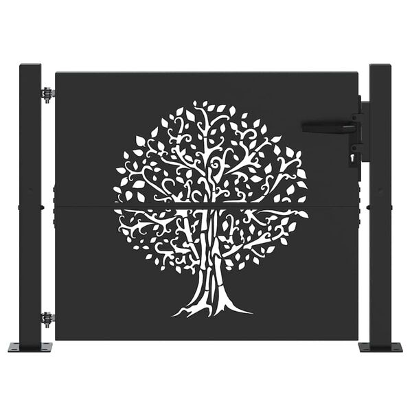 vidaXL Gartentor Schwarz 100 x 100 cm Pulverbeschichteter Stahl