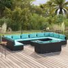 vidaXL 13-tlg. Garten-Lounge-Set mit Kissen Schwarz Poly Rattan