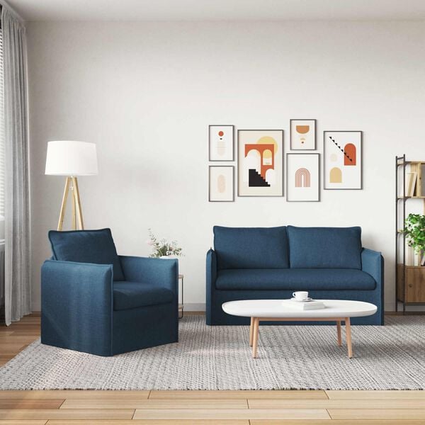 vidaXL Sofa 2 pcs Blau 196 x 82 x 85 cm Stoff