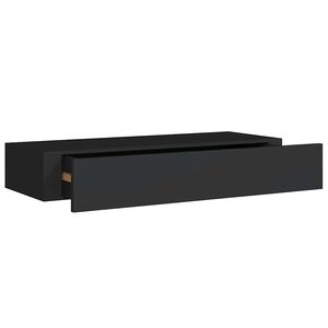 vidaXL Wandregal mit Schublade Schwarz 60x23,5x10 cm MDF