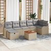 vidaXL Gartensofa-set mit Kissen mit Speicher 8 pcs Beige Poly Rattan