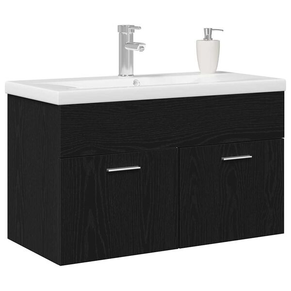 vidaXL Badezimmerschrank Schwarz Eichen-Optik 80 x 38,5 x 46 cm