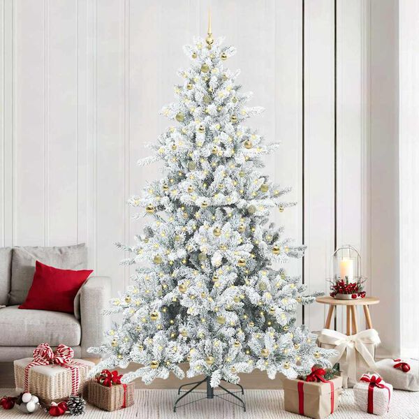 vidaXL K&uuml;nstlicher klappbarer Weihnachtsbaum Wei&szlig; 240 cm PVC und Stahl