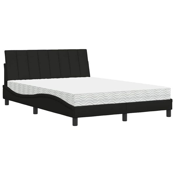 vidaXL Bett mit Matratze "Hanko" Schwarz 120x200 cm Stoff