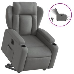 vidaXL Relaxsessel mit Aufstehhilfe Elektrisch Dunkelgrau Stoff