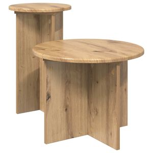 vidaXL Beistelltisch-Set 2 stk. Artisan-Eiche &Oslash; 45 x 35 cm