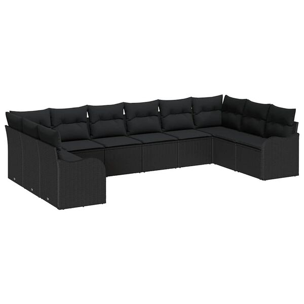 vidaXL Gartensofa-set 10 pcs Schwarz Poly-Rattan