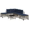 vidaXL 3-teiliges Ecksofa-Set f&uuml;r den Garten mit Kissen, grau, Polyrattan