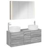vidaXL Badezimmerm&ouml;bel-Set 4 pcs Grau Sonoma Ingenieurholz und Glas