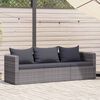 vidaXL 3-tlg. Garten-Sofagarnitur mit Kissen Grau Poly Rattan