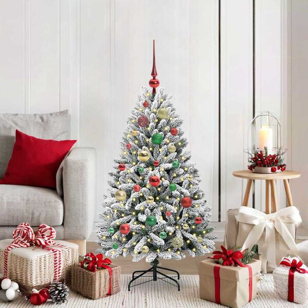 vidaXL K&uuml;nstlicher Weihnachtsbaum Gr&uuml;n und Wei&szlig; 120 cm PVC und Metall