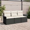 vidaXL Garten-Sofa-Set mit Kissen 3 pcs Schwarz Poly Rattan