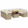 vidaXL 10-tlg. Garten-Sofagarnitur mit Kissen Beige Poly Rattan