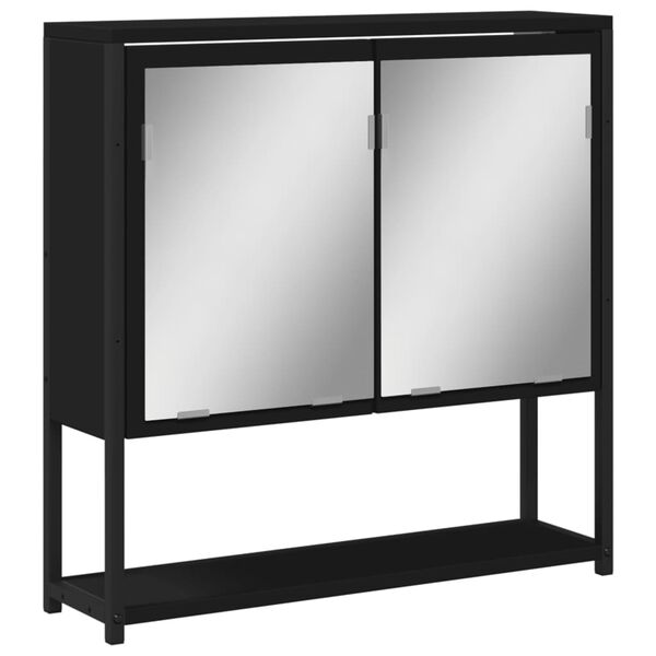 vidaXL Bad-Spiegelschrank Schwarz 60x16x60 cm Holzwerkstoff