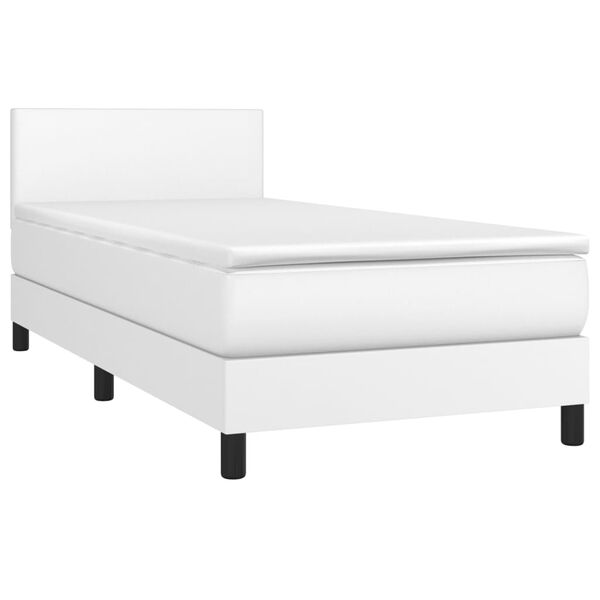 vidaXL Boxspringbett mit Matratze Wei&szlig; 100x200 cm Kunstleder
