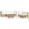 vidaXL 6-tlg. Garten-Lounge-Set mit Cremewei&szlig;en Kissen Bambus