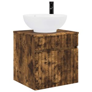 vidaXL Wandmontierte Waschbecken-Vanit&auml;t Ger&auml;ucherte Eiche