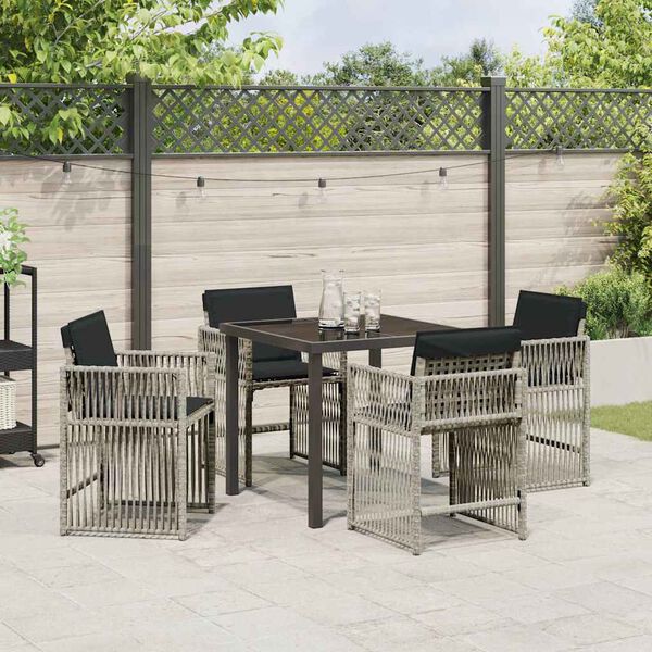 vidaXL Garten Essgruppe 5 pcs Hellgrau Poly-Rattan