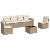 vidaXL 7-tlg. Garten-Sofagarnitur mit Kissen Beige Poly Rattan