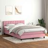 vidaXL Boxspringbett mit Matratze & LED Rosa 140x220 cm Samt