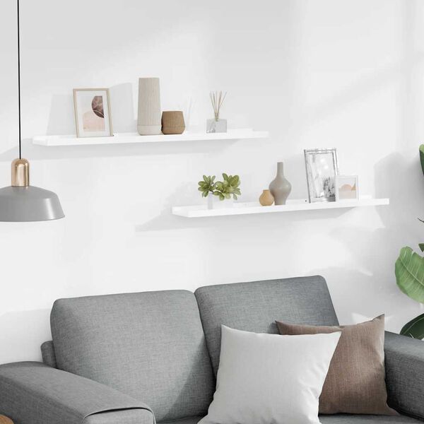 vidaXL Wandregale 2 Stk. Hochglanz-Wei&szlig; 80x9x3 cm