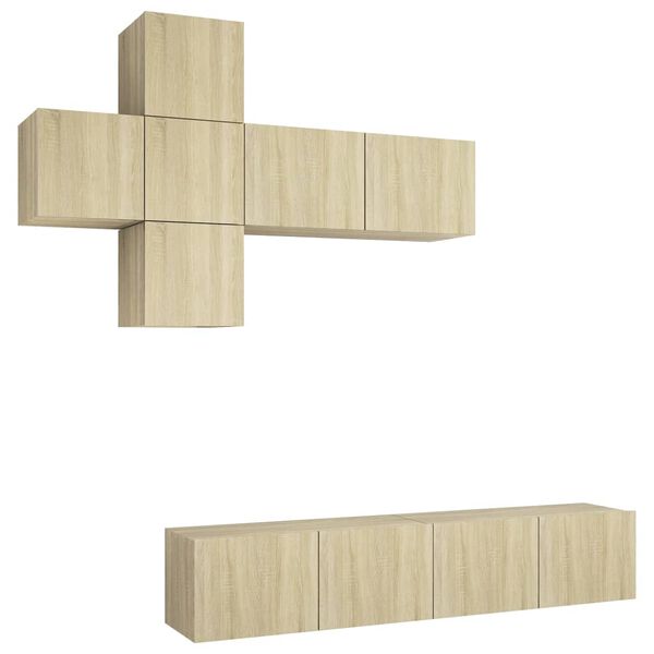 vidaXL 7-tlg. TV-Schrank-Set Sonoma-Eiche Holzwerkstoff