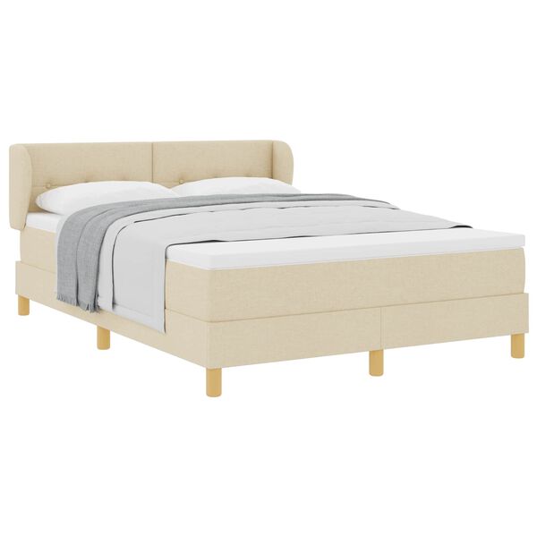 vidaXL Boxspringbett mit Matratze Creme 160 x 200 cm Stoff