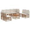 vidaXL Outdoor-Sofagarnitur 9 pcs Nat&uuml;rlich und Cremwei&szlig; Polyester