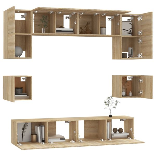 vidaXL 8-tlg. TV-Schrank-Set Sonoma-Eiche Holzwerkstoff