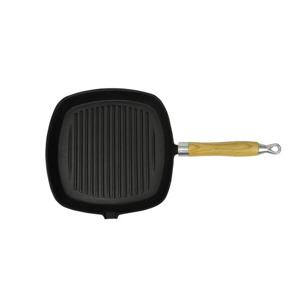 vidaXL Grillpfanne mit Holzgriff Gusseisen 20 x 20 cm