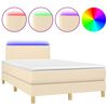 vidaXL Boxspringbett mit Matratze & LED Creme 120x200 cm Stoff